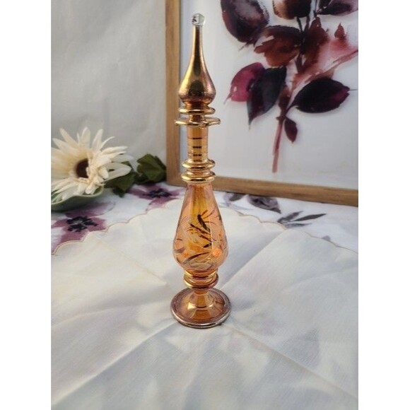 Vintage Amber Glass Perfume Bottle w/ Stopper #Boho #Egyptian #Antique - Picture 1 of 6